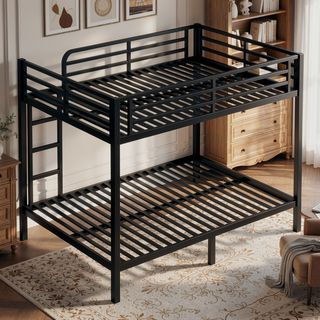 Sunvega Metal Full over Full Bunk Bed for Teens and Adults with Noise Reduction and Storage