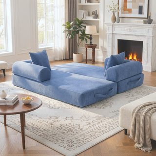 Sunvega Foldable Compressible Sofa with Metal Frame and Cushions for Small Spaces