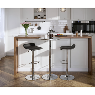Sunvega Adjustable Round Bar Table with Swirl Aluminum Top and Chrome Base