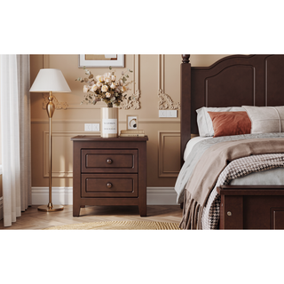 Sunvega Retro Style Solid Wood Platform Bed Frame with Slat Support for Full Size Mattress