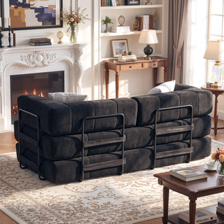 Sunvega High Quality Corduroy Folding Sofa Bed with 2 Pillows and Foam Spring Mattress