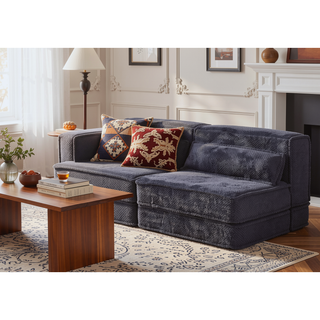 Sunvega Convertible Modular Sectional Mahjong Sofa Bed with Ottoman in Circle Fleece Fabric