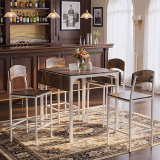 Sunvega 5-Piece Counter Height Drop Leaf Dining Table Set with Chairs for 4