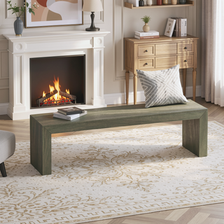 Sunvega Farmhouse Style Acacia Wood Dining Bench with Complementing Finish for Dining Room