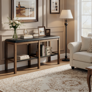 Sunvega Pecan Brown 60 Inch Bar Height Bench with Casual Style