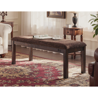 Sunvega Contemporary Walnut Finish Upholstered Seat Solid Wood Dining Room Bench