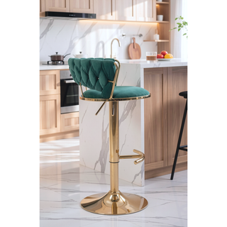 Sunvega Set of 2 Velvet Swivel Bar Stools with Chrome Footrest and Adjustable Height
