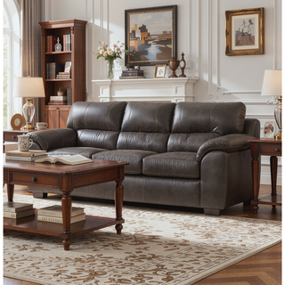 Sunvega Contemporary Fabric Pillow-top Arm Sectional Sofa with Sequoia Ash Color