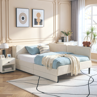 Sunvega Twin Size Upholstered Sofa Bed Frame with 2 Storage Drawers and Velvet