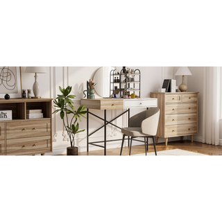 Sunvega Makeup Vanity Desk with 3-Mode Lighted Mirror and Wireless Charging Station