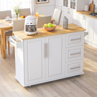 Sunvega Multi-Functional Kitchen Island Cart with 2 Door Cabinet and Two Drawers