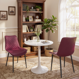 Sunvega Modern PU Leather Dining Chairs Set of 2 with Metal Legs Waterproof
