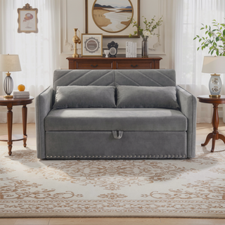 Sunvega 3-in-1 Adjustable Velvet Sleeper Sofa Bed with USB Port and Storage Pockets