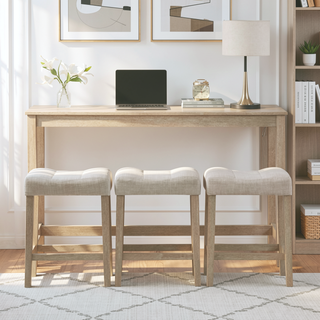 Sunvega 4 Piece Bar Table Set with USB Outlets and Padded Stools for Living Room