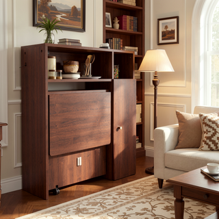 Sunvega Multifunctional Folding Dining Table with Wall-Mounted Sideboard and Storage