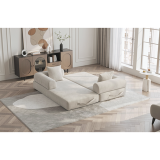 Sunvega Foldable Compressible Sofa with Metal Frame and Cushions for Small Spaces