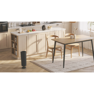 Sunvega Modern Minimalist MDF Grain Dining Table with Black Metal Legs for 4-6 People