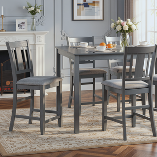 Sunvega Modern Wooden Counter Height Chairs Set of 4 with Padded Seat for Dining Room