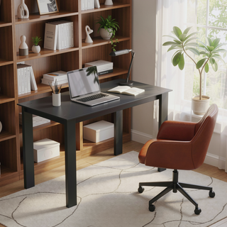 Sunvega 52 Inch Black Tempered Glass Dining Table For Dining and Living Room