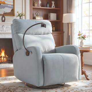Sunvega 360 Degree Swivel Rocking Recliner Chair with Footrest for Bedroom
