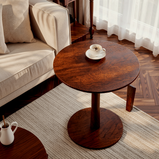 Sunvega Contemporary Accent Chair Set of 2 with Round Wood Table for Bedroom