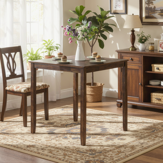 Sunvega Walnut Square Wood Dining Table for Kitchen with Counter Height and Tapered Legs
