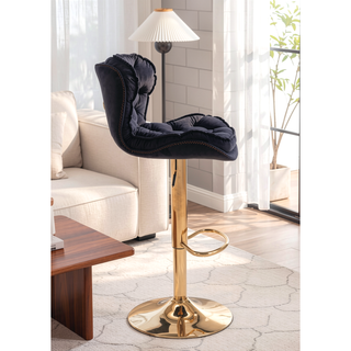 Sunvega Set of 2 Swivel Bar Stools with Chrome Footrest and Adjustable Height