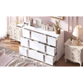 Sunvega Elegant Gray Nightstand with 2 Drawers and Metal Foot for Bedroom