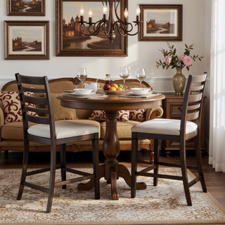 Sunvega Classic Style Dark Espresso Finish Upholstered Wooden Dining Bench