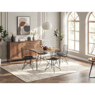 Sunvega Elegant Solid Wood Dining Table for 4-6 People with Natural Grain
