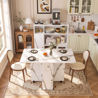 Sunvega Multifunctional Folding Dining Table with Wall-Mounted Sideboard and Storage