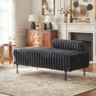 Sunvega Upholstered Adjustable Back Mini Loveseat Sofa Bench with Metal Legs