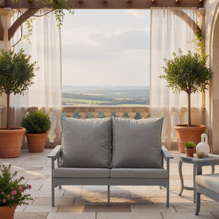 Sunvega Patio Loveseat Sofa 2-Seater with Olefin Cushions and Stainless Steel Hardware