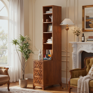 Sunvega American Style End Table with Charging Station Drawers and Arc Design