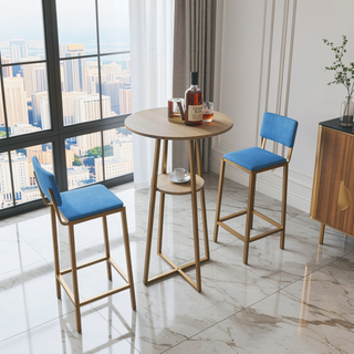 Sunvega Gold Bar Table and Chairs Set with Sponge Cushions and Storage Function