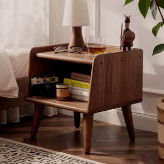 Sunvega Premium European Beechwood Nightstand with Ample Storage and Safe Design