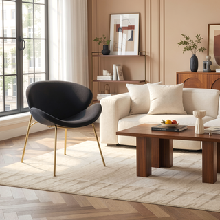 Sunvega Velvet Upholstered Padded Bucket Seat Dining Chair with Metal Legs