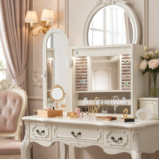Sunvega Jewelry Cabinet Armoire with Full Length Mirror and Lockable Storage