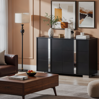 Sunvega Elegant Gray Nightstand with 2 Drawers and Metal Foot for Bedroom