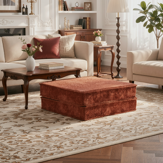 Sunvega Convertible Modular Sectional Mahjong Sofa Bed with Ottoman in Circle Fleece Fabric
