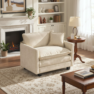 Sunvega Modern Green Chenille Fabric Cloud Sofa with Adjustable Backrest for Living Room