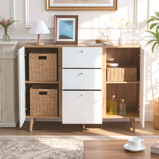Sunvega Sideboard Buffet Cabinet with 3 Drawers and 2 Doors for Living Room