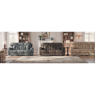 Sunvega Reclining Transitional Microfiber Fabric Loveseat with Lumbar Support