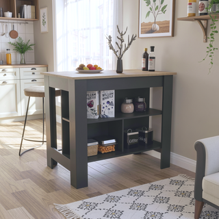 Sunvega Kitchen Island Table with Three Open Storage Shelves and Spacious Leg Room
