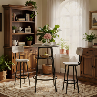 Sunvega Foldable Counter Height Bar Table Set with 2 Stools for Kitchen