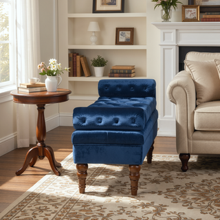 Sunvega Upholstered Tufted Velvet Bench with Wooden Legs for Bedroom or Living Room