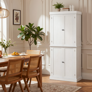 Sunvega 72.5 Inch Tall Kitchen Pantry Cabinet with 4 Doors and 2 Adjustable Shelves