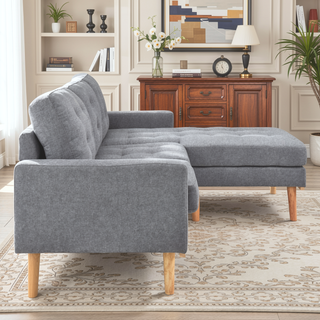 Sunvega Modern L-Shaped Sectional Sofa with Tufted Back and Track Arms for Living Room