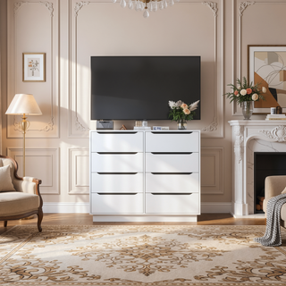 Sunvega 8 Drawer Wooden Dresser with Large Storage for Bedroom Living Room