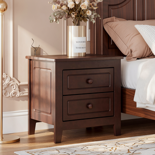 Sunvega Retro Style Solid Wood Platform Bed Frame with Slat Support for Full Size Mattress